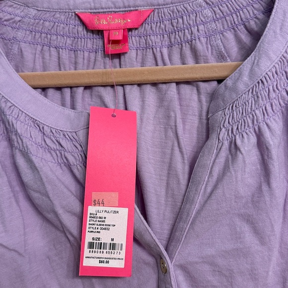 Lilly Pulitzer Essie Short Sleeve Top Tee Purple Iris Size Medium NWT - Picture 5 of 8